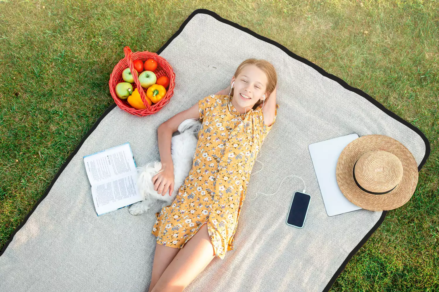 beige picnic blanket